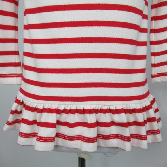KATE SPADE Broome Street Red Nautical Striped Boatneck Ruffle Back Cotton Top XS - Picture 5 of 13
